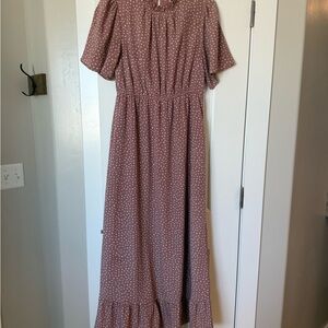 Bohme Dusty Rose Polka Dot Maxi Dress
